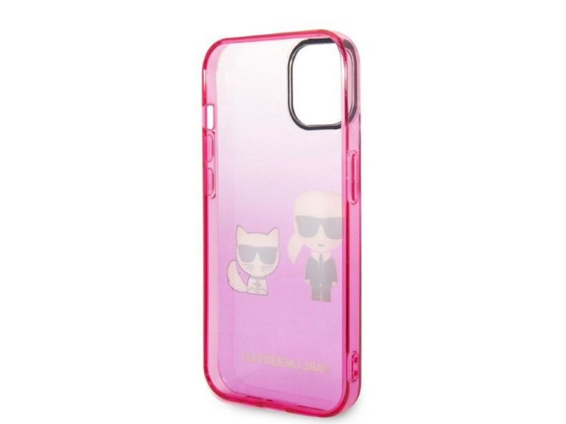 Funda Karl Lagerfeld Gradient Ikonik Karl&Choupette para iPhone 14 Plus - Rosa