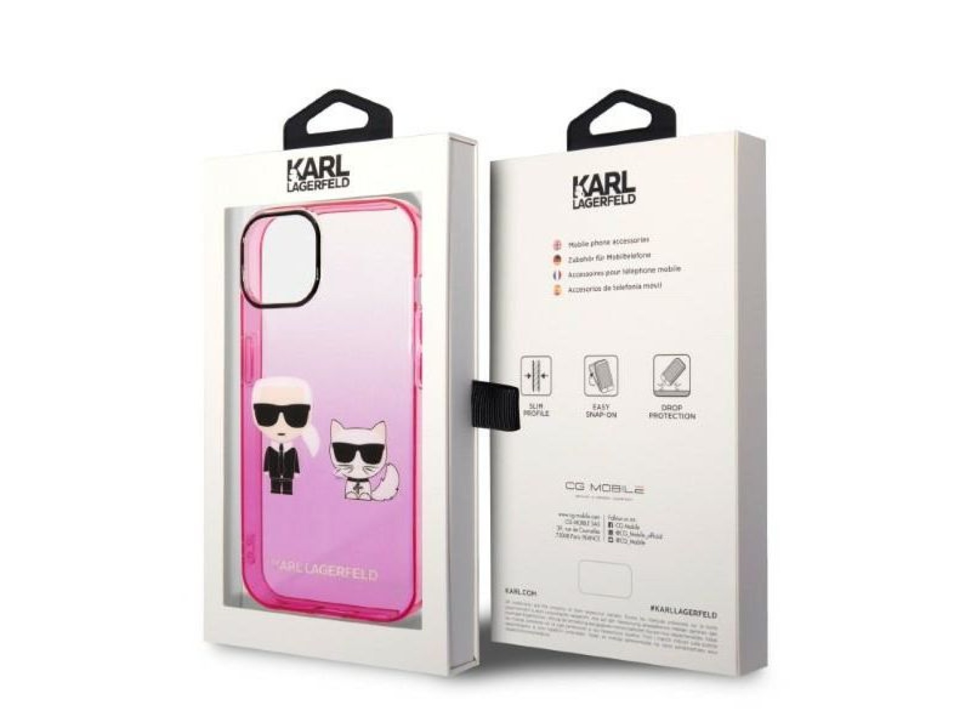 Funda Karl Lagerfeld Gradient Ikonik Karl&Choupette para iPhone 14 Plus - Rosa