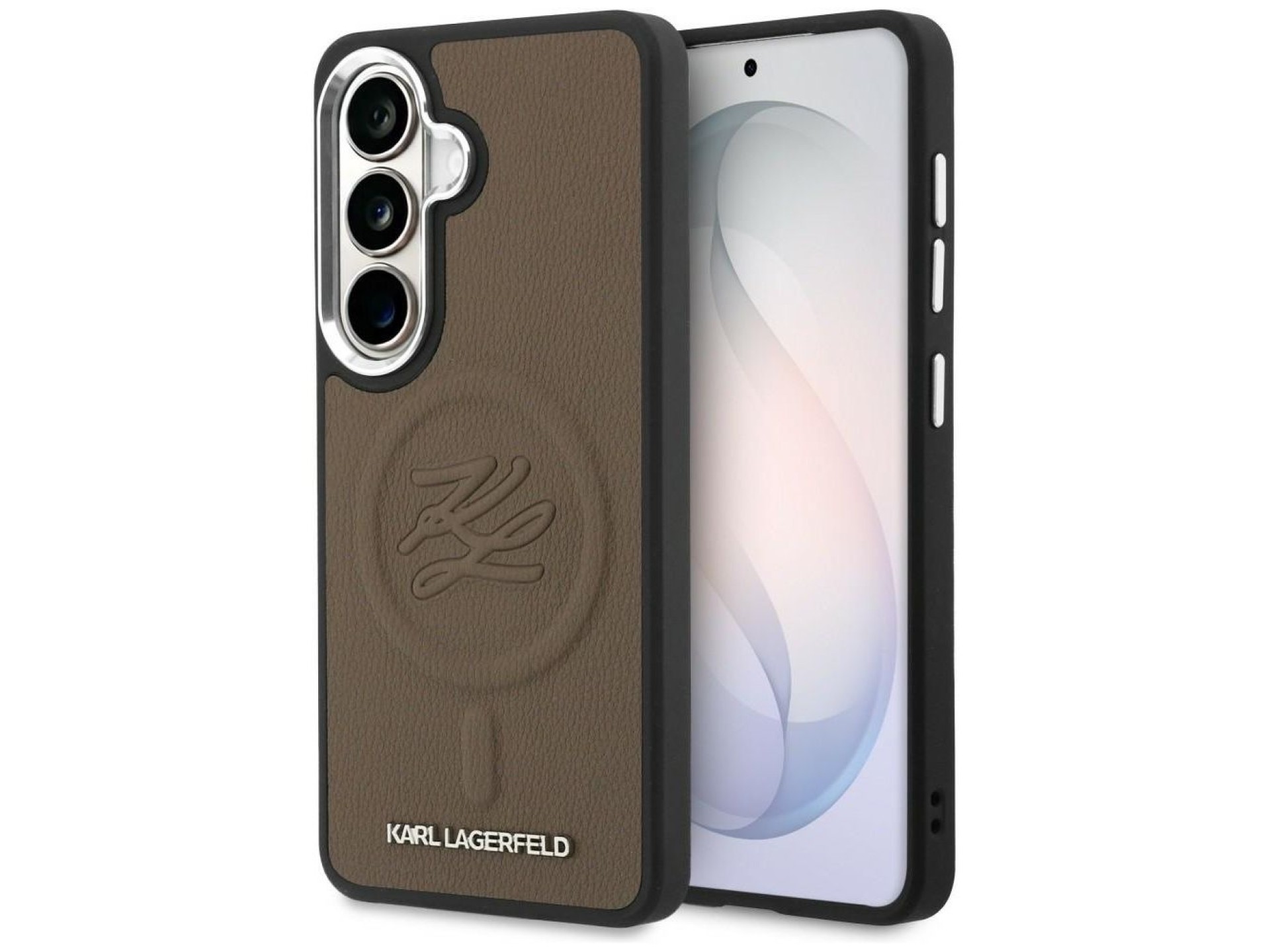 Capa MagSafe com iniciais Karl Lagerfeld em relevo para Samsung Galaxy S26 - Marrom