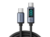 Cabo USB-C/USB-C Joyroom Prism Series A16 de 100 W e 1,2 m com visor LED - Preto