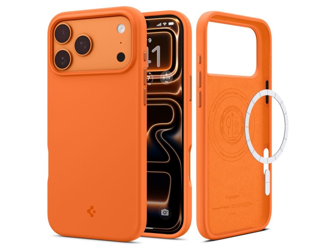 Funda Spigen Silicone Fit Mag MagSafe para iPhone 17 Pro Max - Naranja