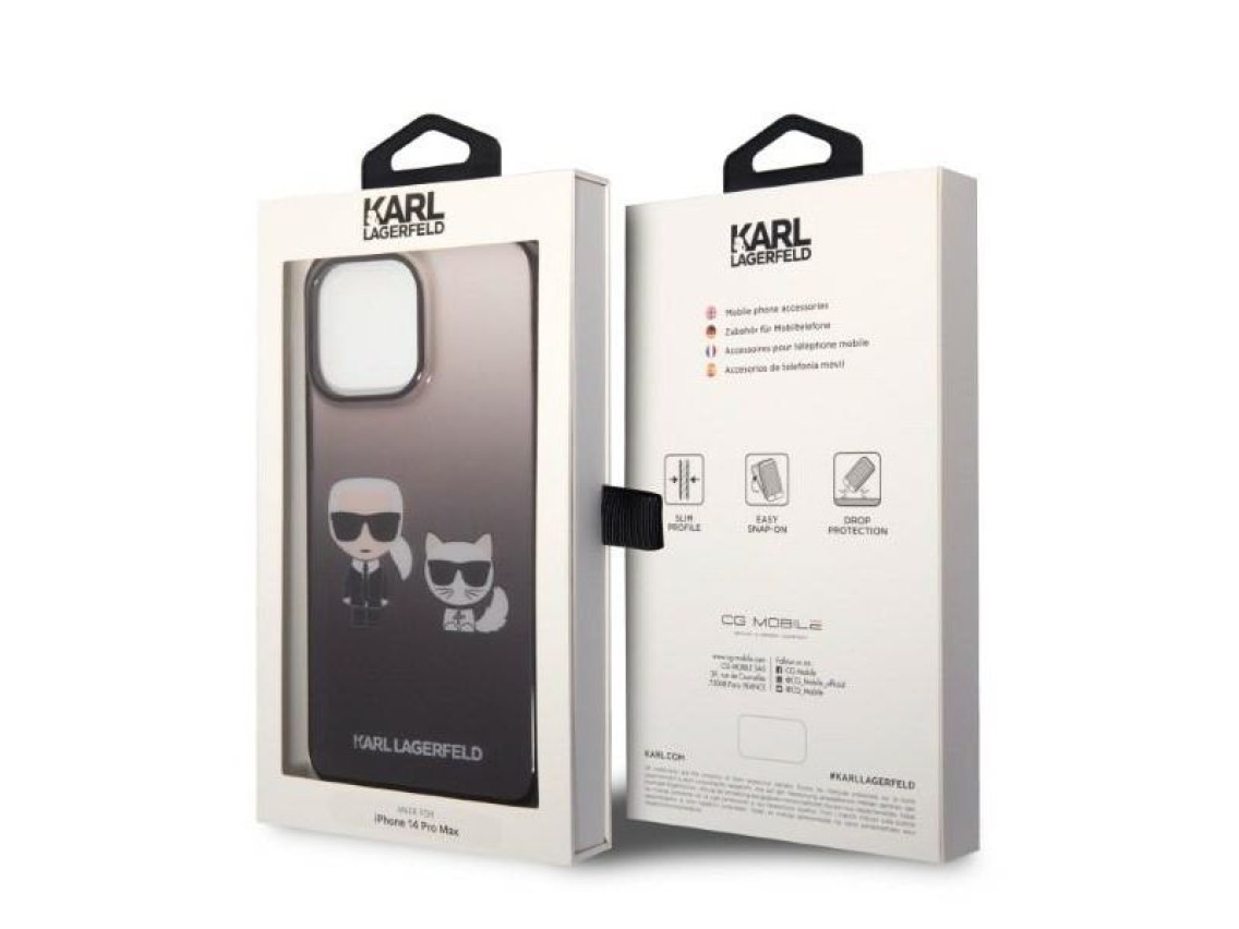Karl Lagerfeld KLHCP14LTGKCK iPhone 14 Pro 6.1 "carcasa rígida negra / negro degradado Ikonik Karl &