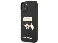 Capa rígida preta Karl Lagerfeld KLHCP14MKH3DBK para iPhone 14 Plus de 6,7 polegadas com relevo 3D e Capa rígida preta Karl Lagerfeld KLHCP14MKH3DBK para iPhone 14 Plus de 6,7 polegadas com relevo 3D e
