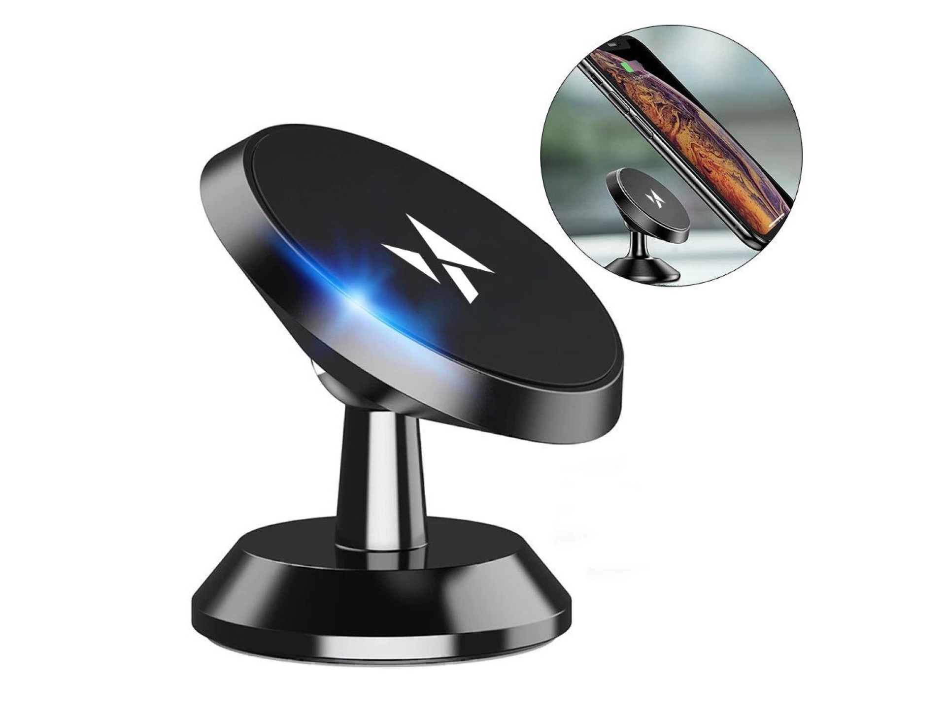Soporte magnético para coche Wozinsky para salpicadero, 360°, autoadhesivo, negro (WMH-05)