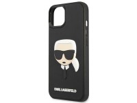 Capa rígida preta Karl Lagerfeld KLHCP14MKH3DBK para iPhone 14 Plus de 6,7 polegadas com relevo 3D e Capa rígida preta Karl Lagerfeld KLHCP14MKH3DBK para iPhone 14 Plus de 6,7 polegadas com relevo 3D e