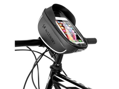 Bolsa para manillar de bicicleta Wozinsky con funda para teléfono, 1L, color negro (WBB16BK) Bolsa para manillar de bicicleta Wozinsky con funda para teléfono, 1L, color negro (WBB16BK)