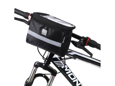Bolsa para manillar de bicicleta Wozinsky con funda para teléfono, 2L, color negro (WBB12BK) Bolsa para manillar de bicicleta Wozinsky con funda para teléfono, 2L, color negro (WBB12BK)