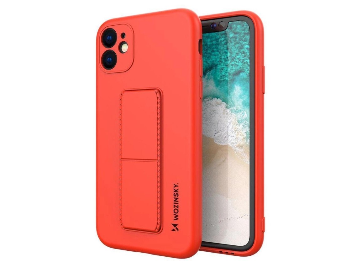 Capa Wozinsky Kickstand, capa de silicone com suporte para iPhone 11 Pro Max, vermelha