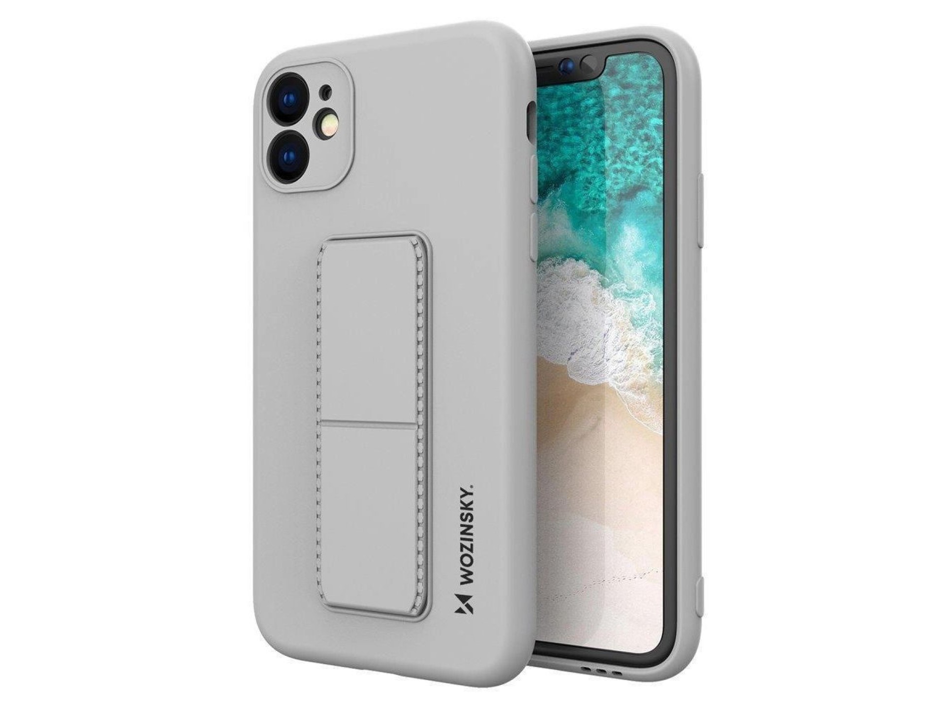 Capa Wozinsky Kickstand, capa de silicone com suporte para iPhone 10 Pro Max, cinza