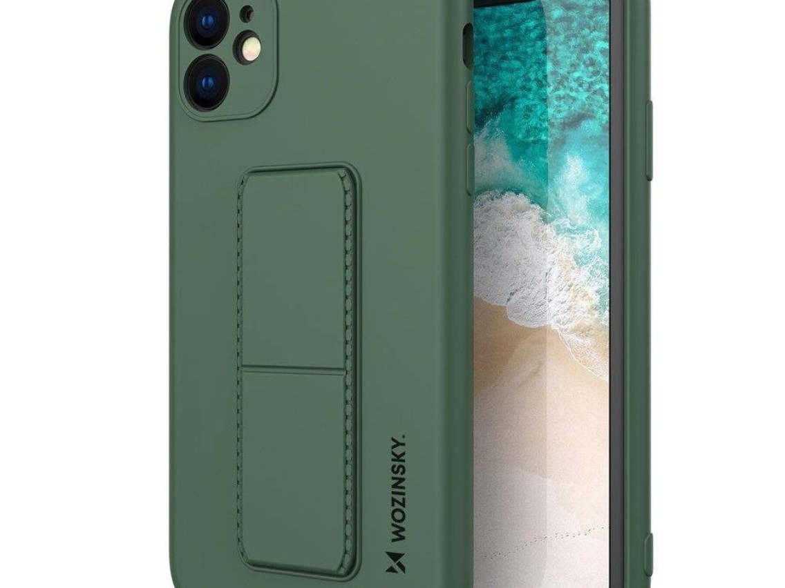 Wozinsky Kickstand Case iPhone 12 Pro Max Silicone Case with Stand Dark Green