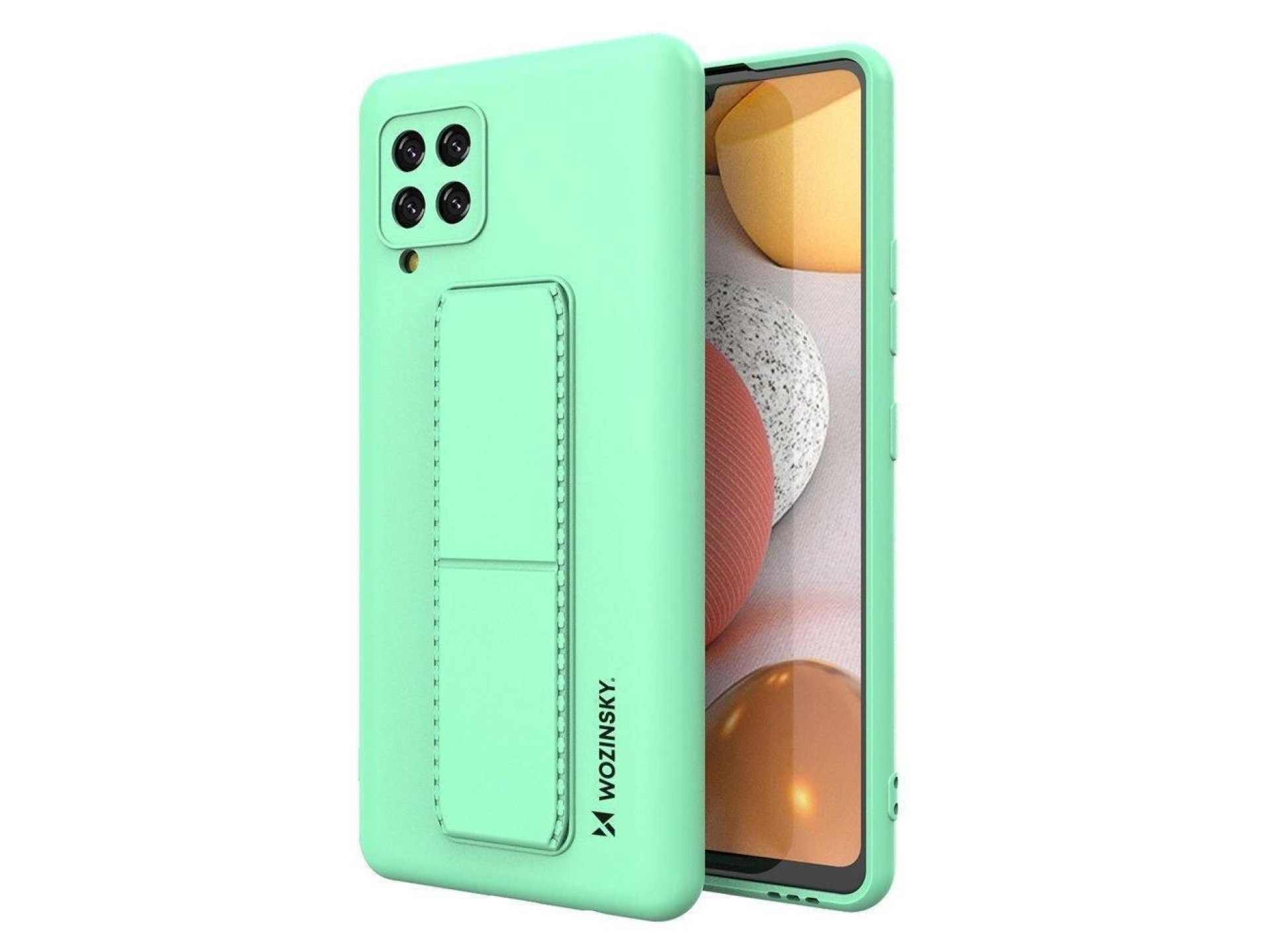 Wozinsky Kickstand Case silicone case with stand for Samsung Galaxy A42 5G mint