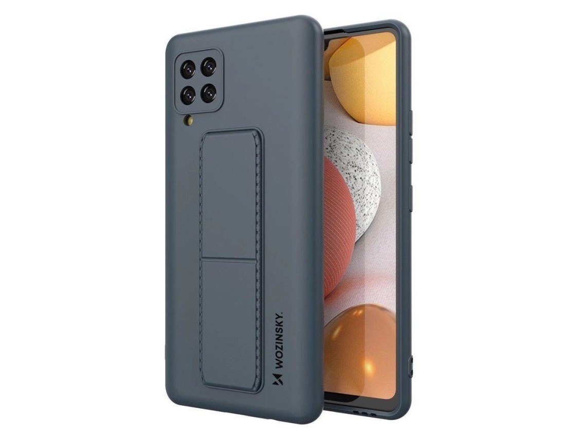 Wozinsky Kickstand Case silicone case with stand Samsung Galaxy A42 5G navy blue