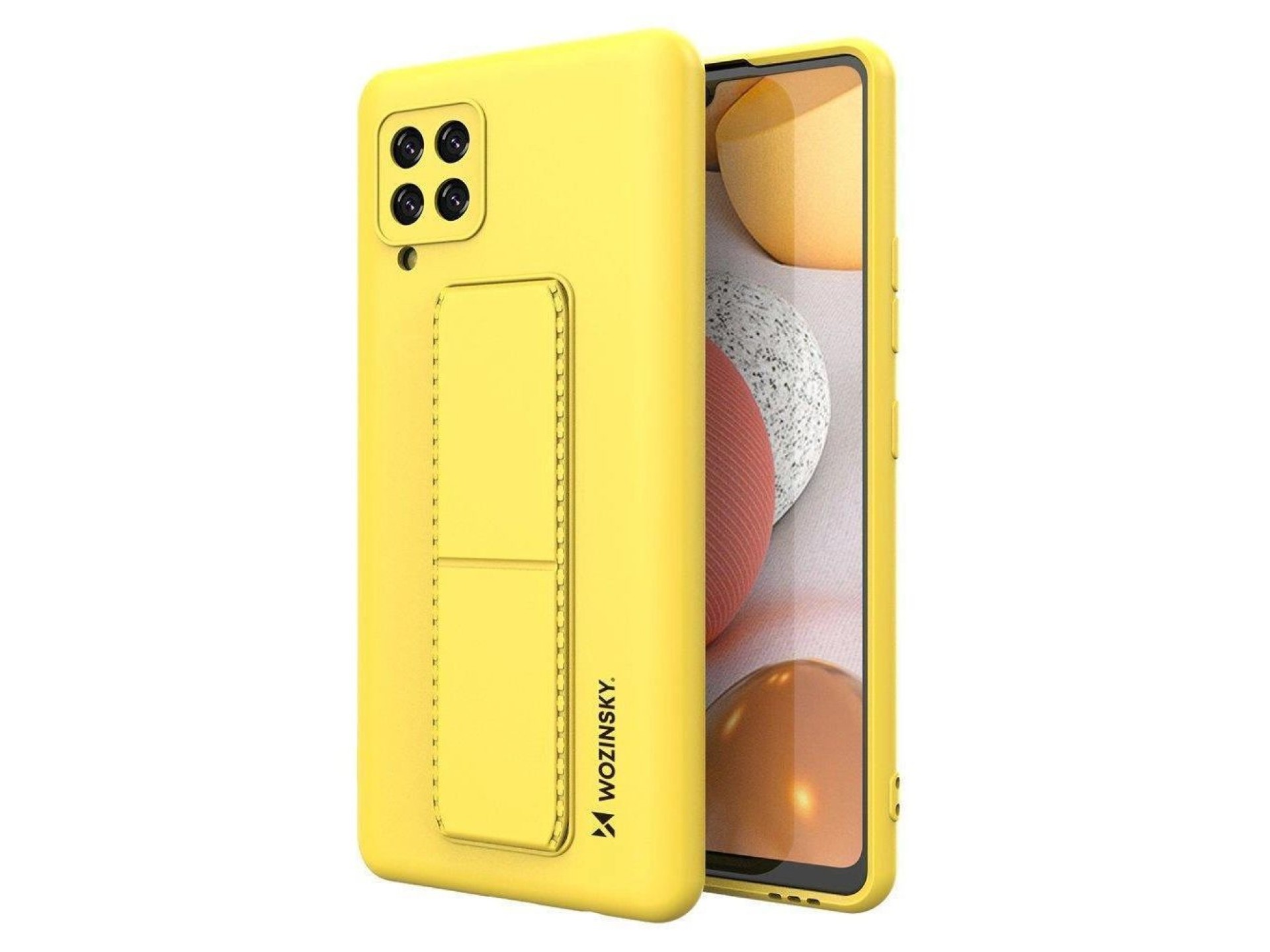 Funda Wozinsky Kickstand de silicona con soporte para Samsung Galaxy A42 5G, color amarillo.