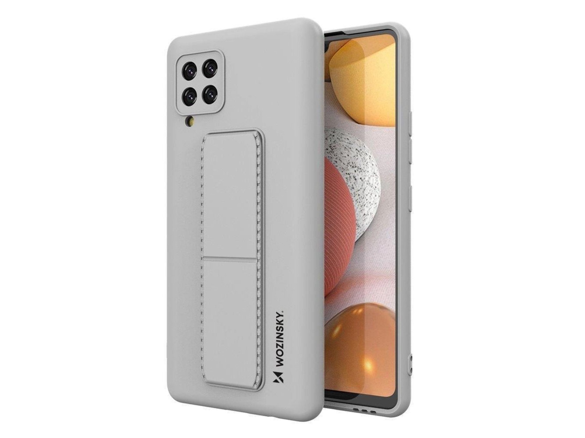 Wozinsky Kickstand Case silicone case with stand Samsung Galaxy A42 5G case gray