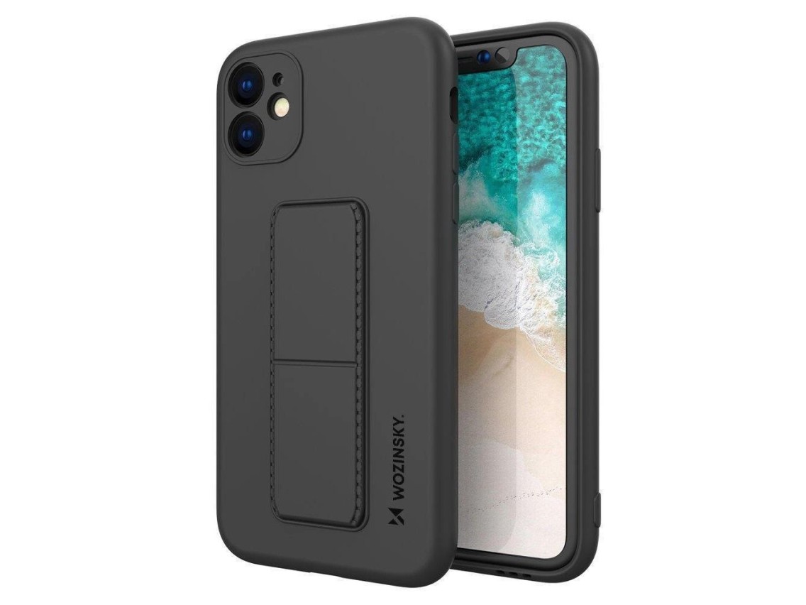 Capa Wozinsky Kickstand, capa de silicone com suporte para Samsung Galaxy M31s, preta.