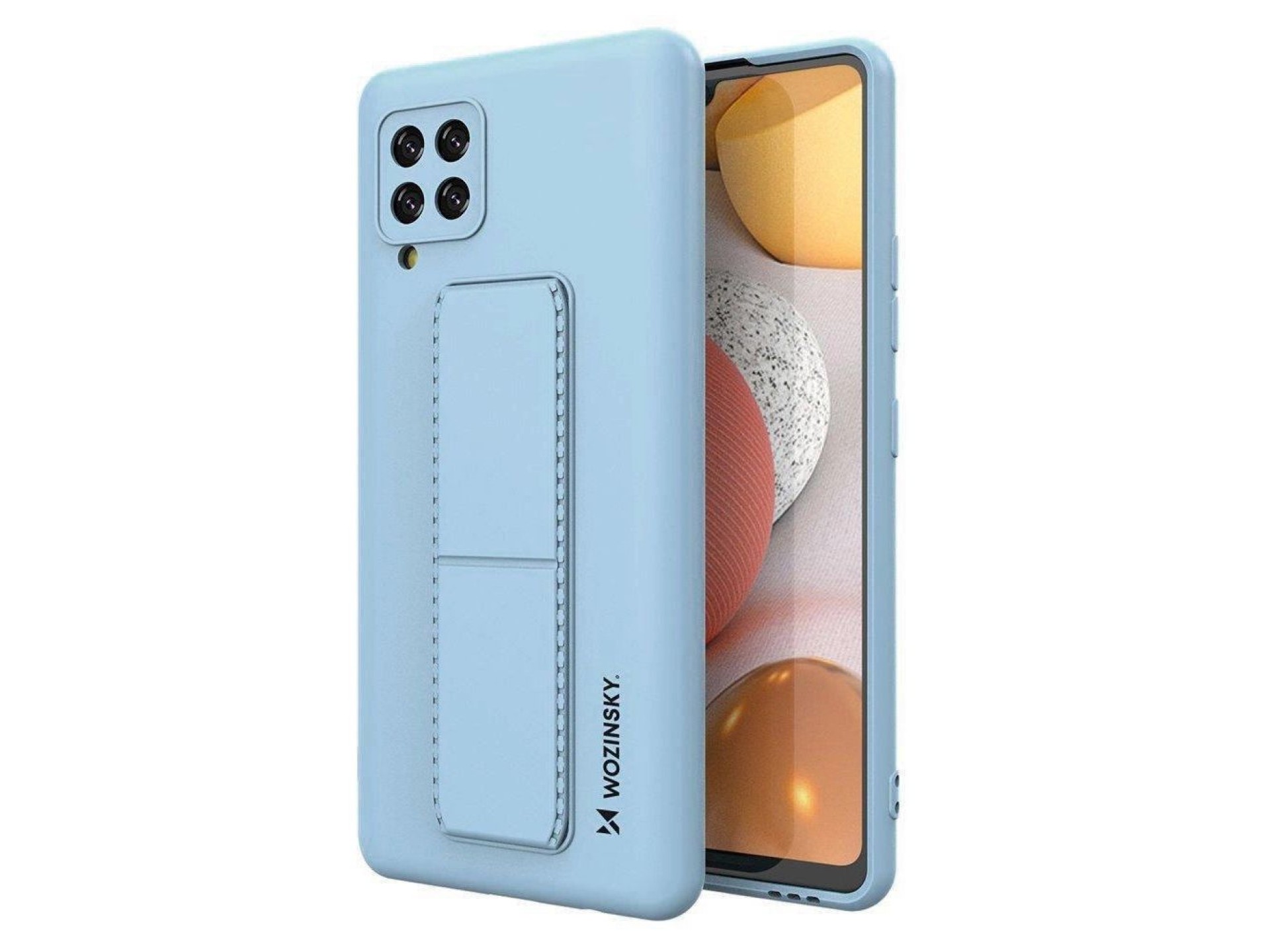 Wozinsky Kickstand Case silicone case with stand Samsung Galaxy A42 5G light blue