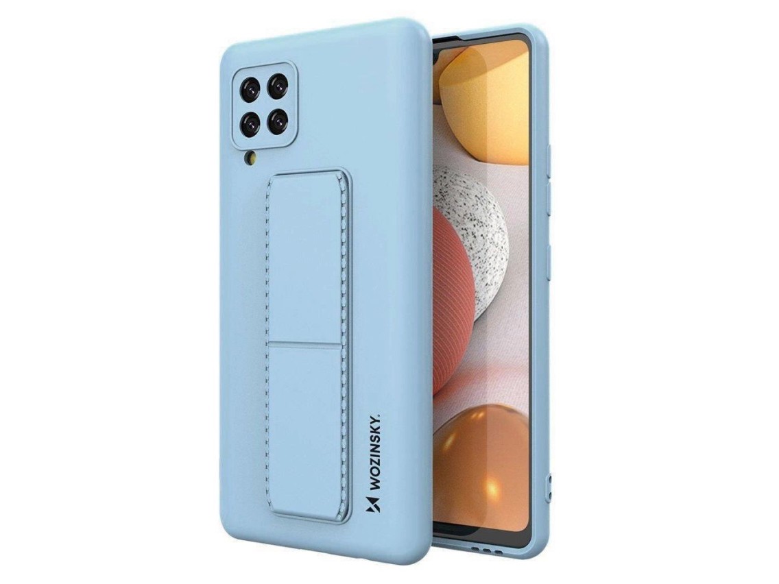 Wozinsky Kickstand Case silicone case with stand Samsung Galaxy A42 5G light blue