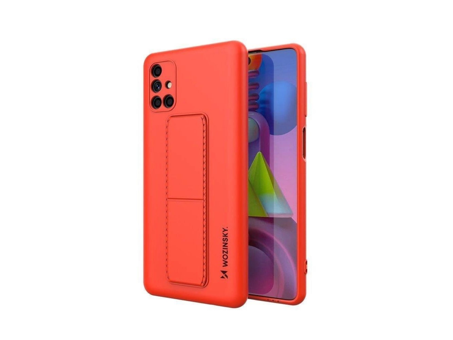 Capa Wozinsky Kickstand, capa de silicone com suporte para Samsung Galaxy M51 vermelha