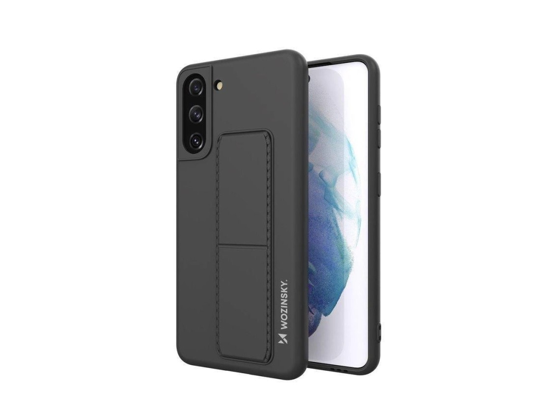 Funda Wozinsky Kickstand de silicona con soporte para Samsung Galaxy S21+ 5G, color negro.