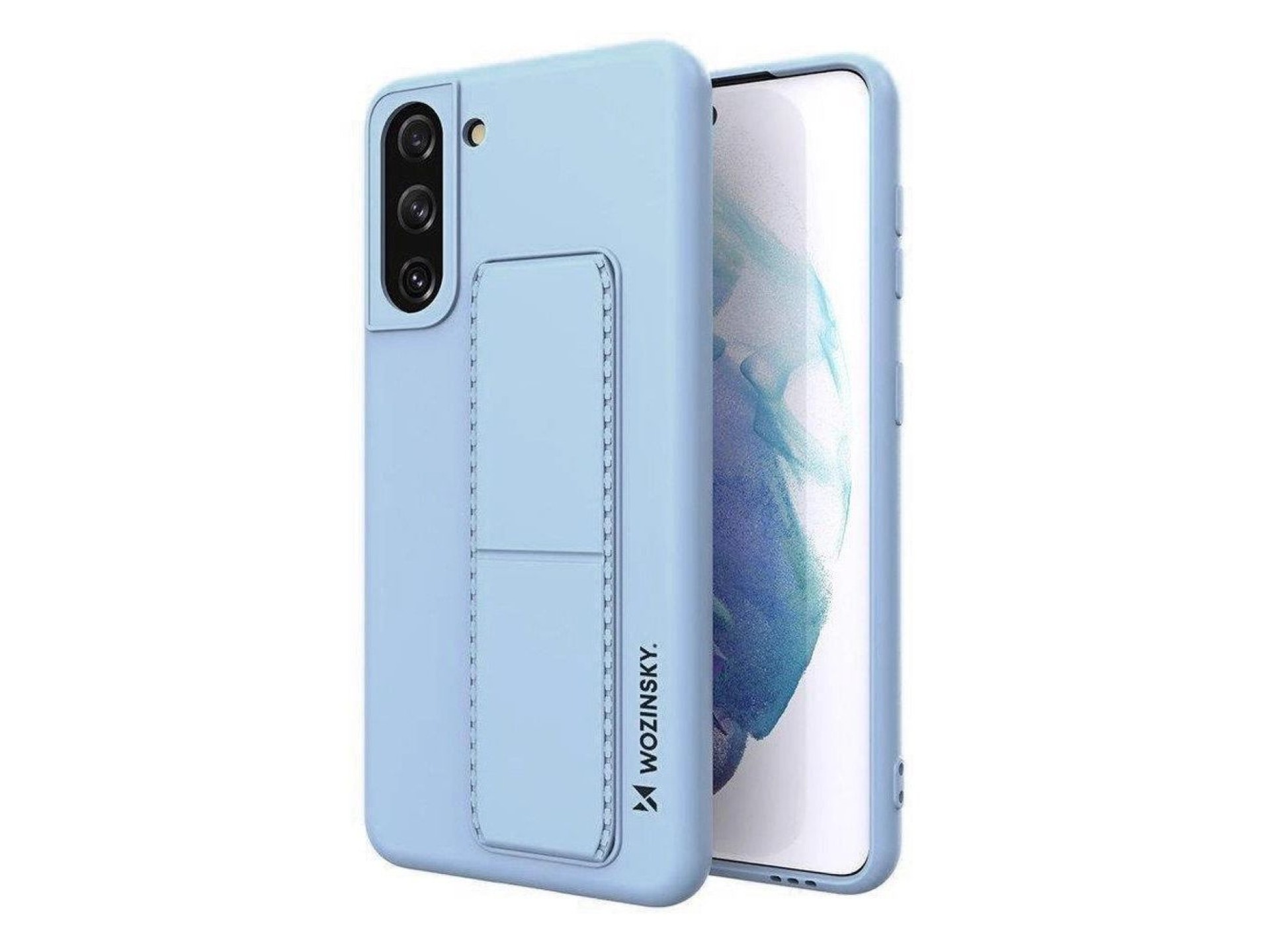 Funda Wozinsky con soporte de silicona para Samsung Galaxy S21+ 5G, color azul claro.