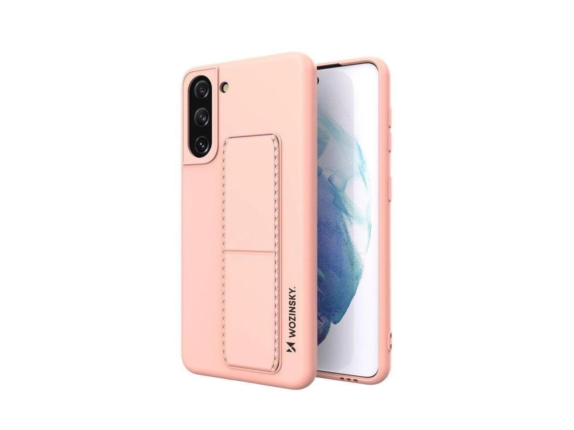 Wozinsky Kickstand Case silicone case with stand Samsung Galaxy S21+ 5G pink