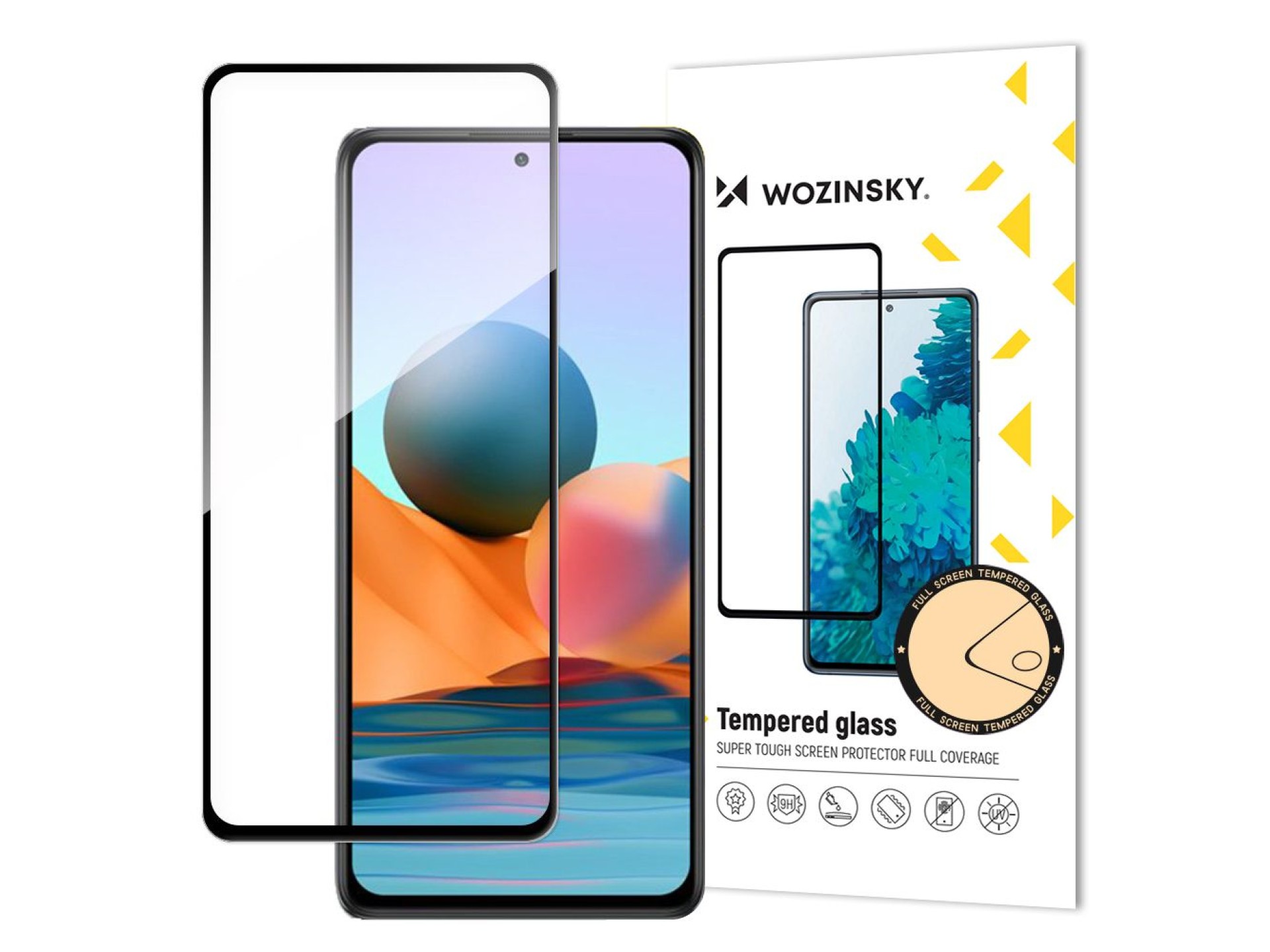 Wozinsky Super Durable Full Glue Full Screen Tempered Glass with Frame Case Friendly Xiaomi Redmi No