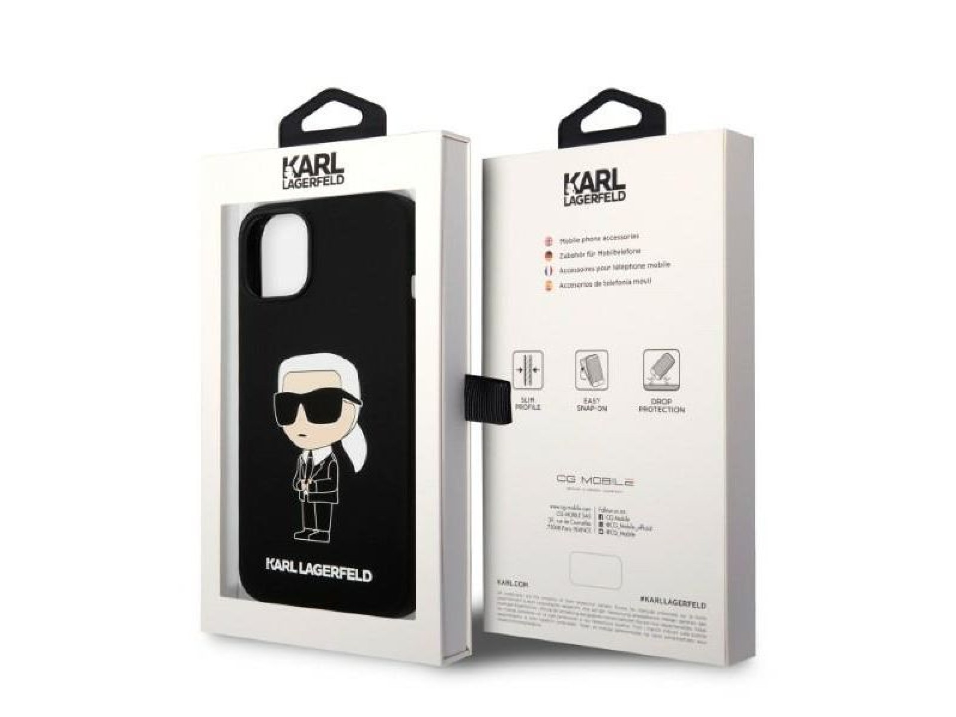 Funda de silicona Karl Lagerfeld Ikonik para iPhone 14 Plus - negra