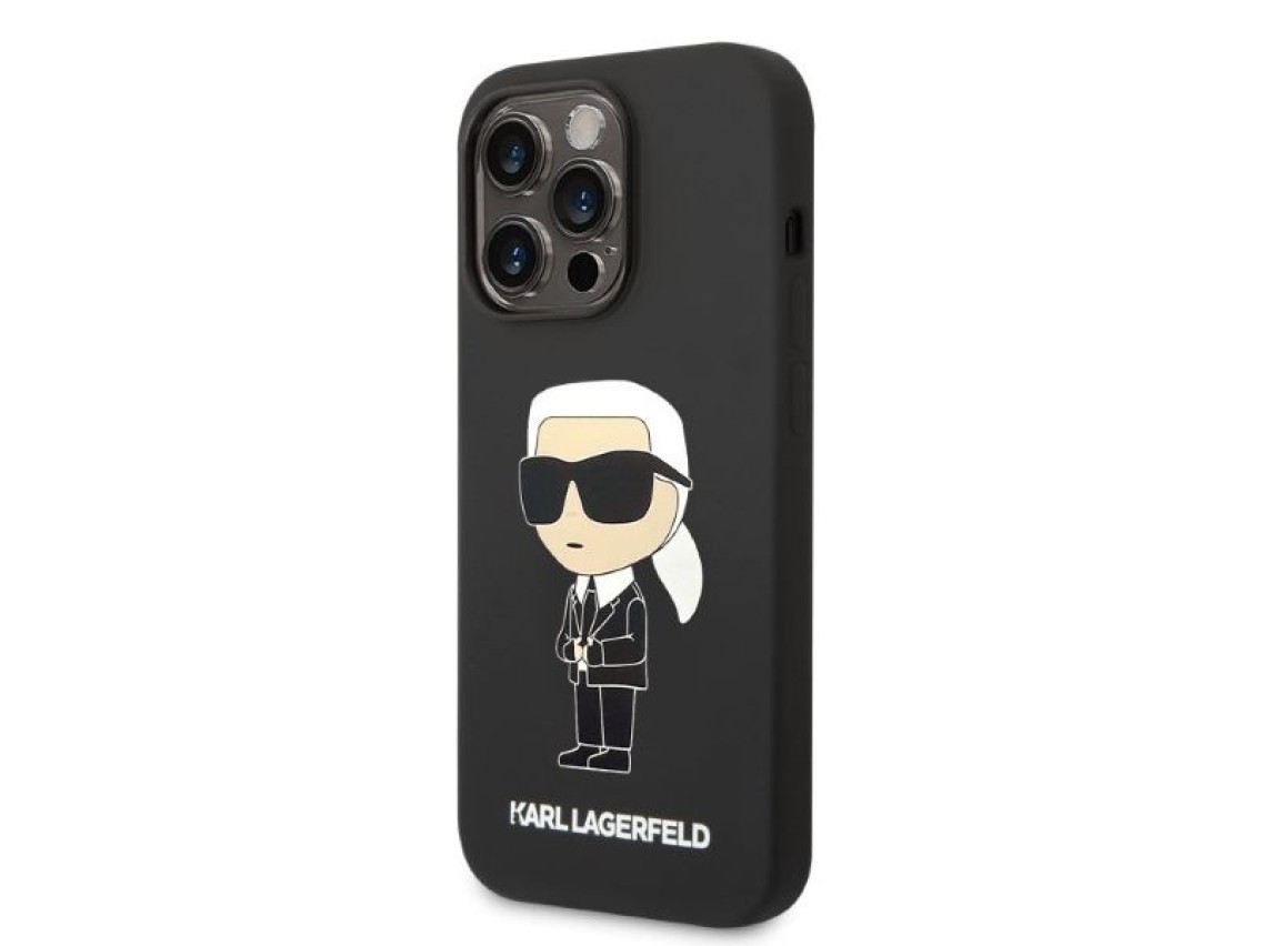 Funda de silicona Karl Lagerfeld Ikonik para iPhone 14 Pro - negra