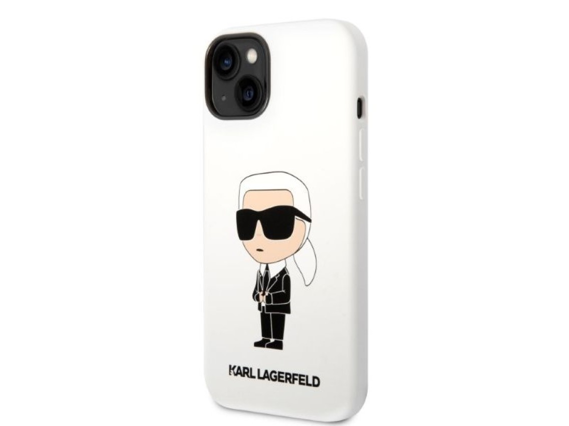 Capa rígida Karl Lagerfeld KLHCP14MSNIKBCH para iPhone 14 Plus 6.7" em silicone branco/branco Ikonik