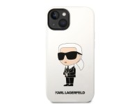 Capa rígida Karl Lagerfeld KLHCP14MSNIKBCH para iPhone 14 Plus 6.7" em silicone branco/branco Ikonik Capa rígida Karl Lagerfeld KLHCP14MSNIKBCH para iPhone 14 Plus 6.7" em silicone branco/branco Ikonik