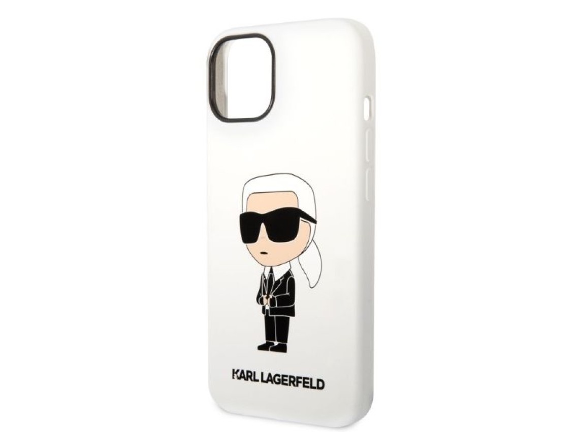 Capa rígida Karl Lagerfeld KLHCP14MSNIKBCH para iPhone 14 Plus 6.7" em silicone branco/branco Ikonik