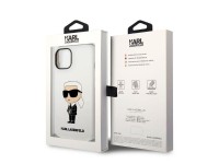 Capa rígida Karl Lagerfeld KLHCP14MSNIKBCH para iPhone 14 Plus 6.7" em silicone branco/branco Ikonik Capa rígida Karl Lagerfeld KLHCP14MSNIKBCH para iPhone 14 Plus 6.7" em silicone branco/branco Ikonik