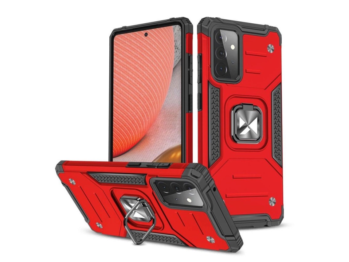 Capa Wozinsky Ring Armor com suporte, resistente e robusta para Samsung Galaxy A72 4G vermelha