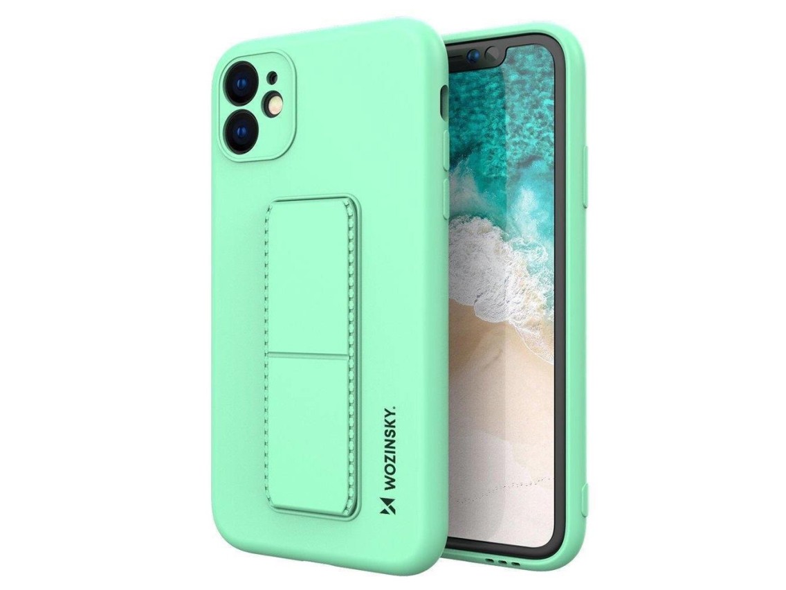 Capa Wozinsky Kickstand, capa de silicone com suporte para Samsung Galaxy A22 4G, cor menta.