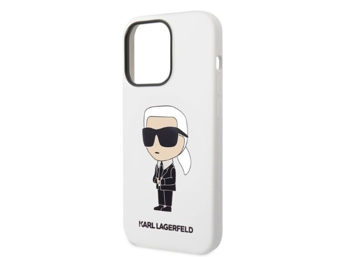 Capa rígida Karl Lagerfeld KLHCP14LSNIKBCH para iPhone 14 Pro 6.1" em silicone branco/branco Ikonik