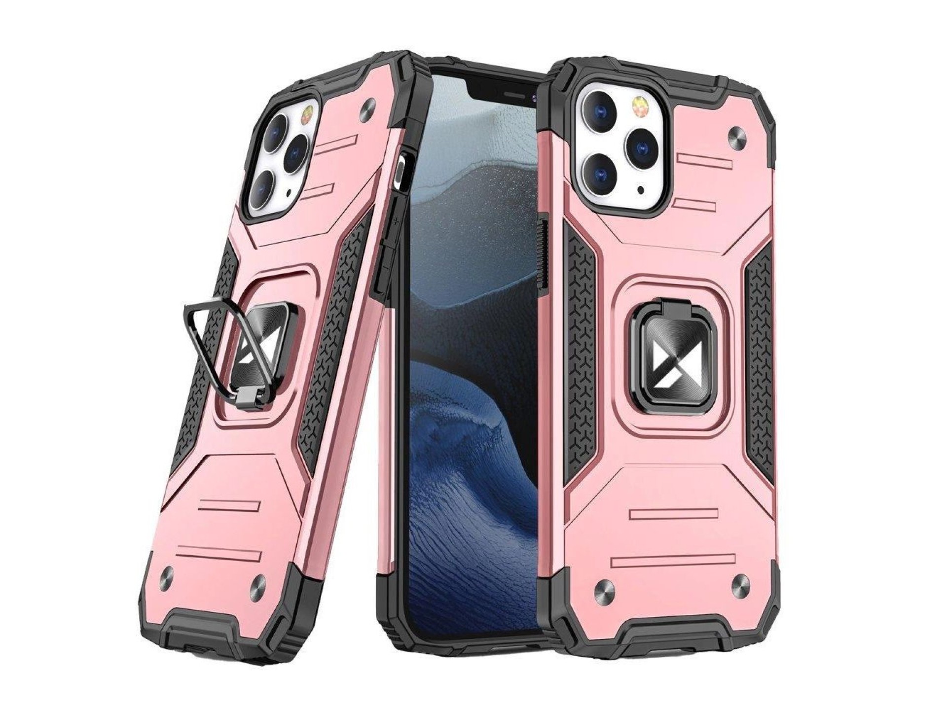 Capa Wozinsky Ring Armor com suporte, resistente e robusta para iPhone 13 mini rosa.