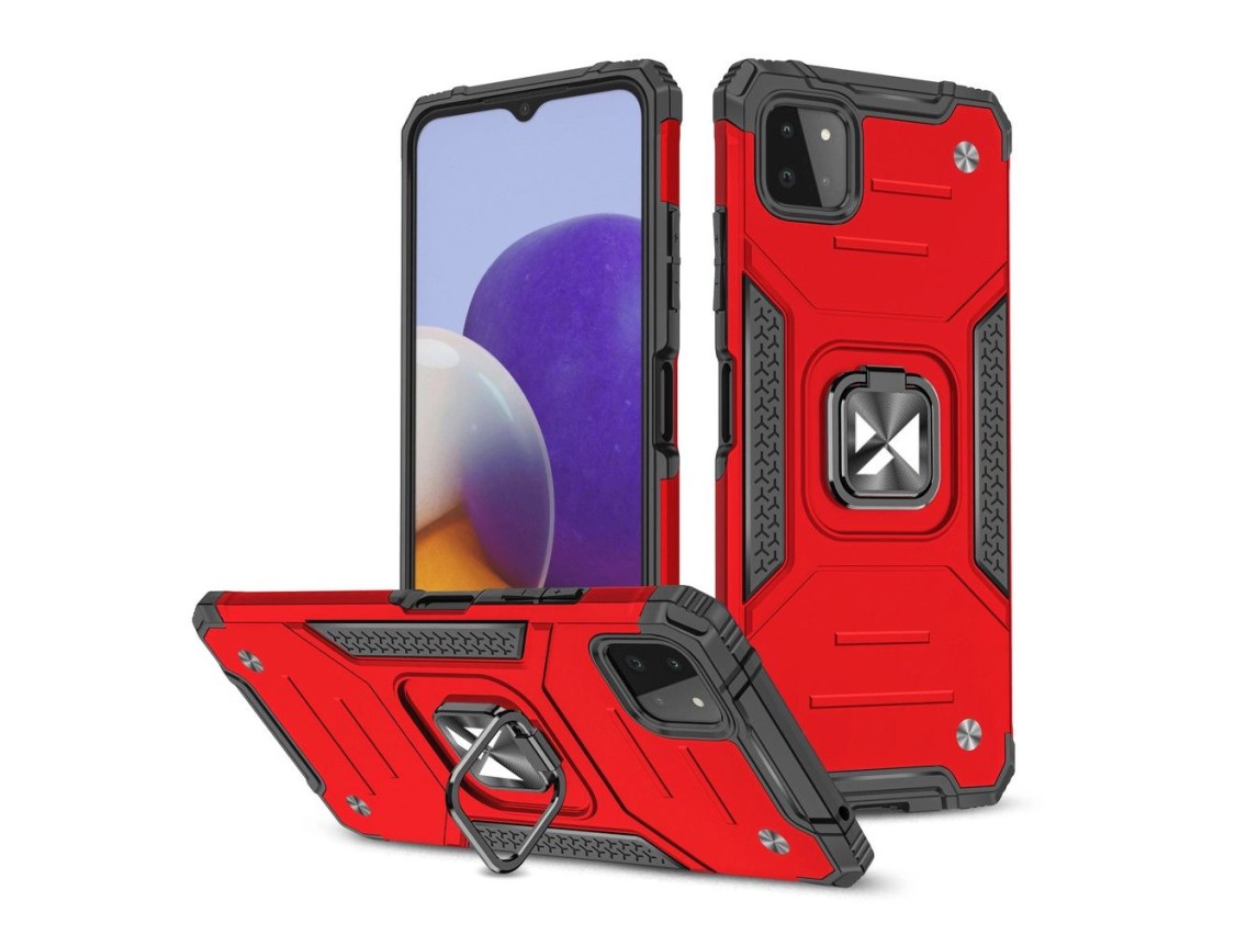 Capa Wozinsky Ring Armor com suporte, resistente e robusta para Samsung Galaxy A22 4G vermelha