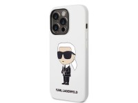 Capa de silicone Karl Lagerfeld Ikonik para iPhone 14 Pro Max - branca Capa de silicone Karl Lagerfeld Ikonik para iPhone 14 Pro Max - branca