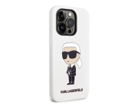 Capa de silicone Karl Lagerfeld Ikonik para iPhone 14 Pro Max - branca Capa de silicone Karl Lagerfeld Ikonik para iPhone 14 Pro Max - branca