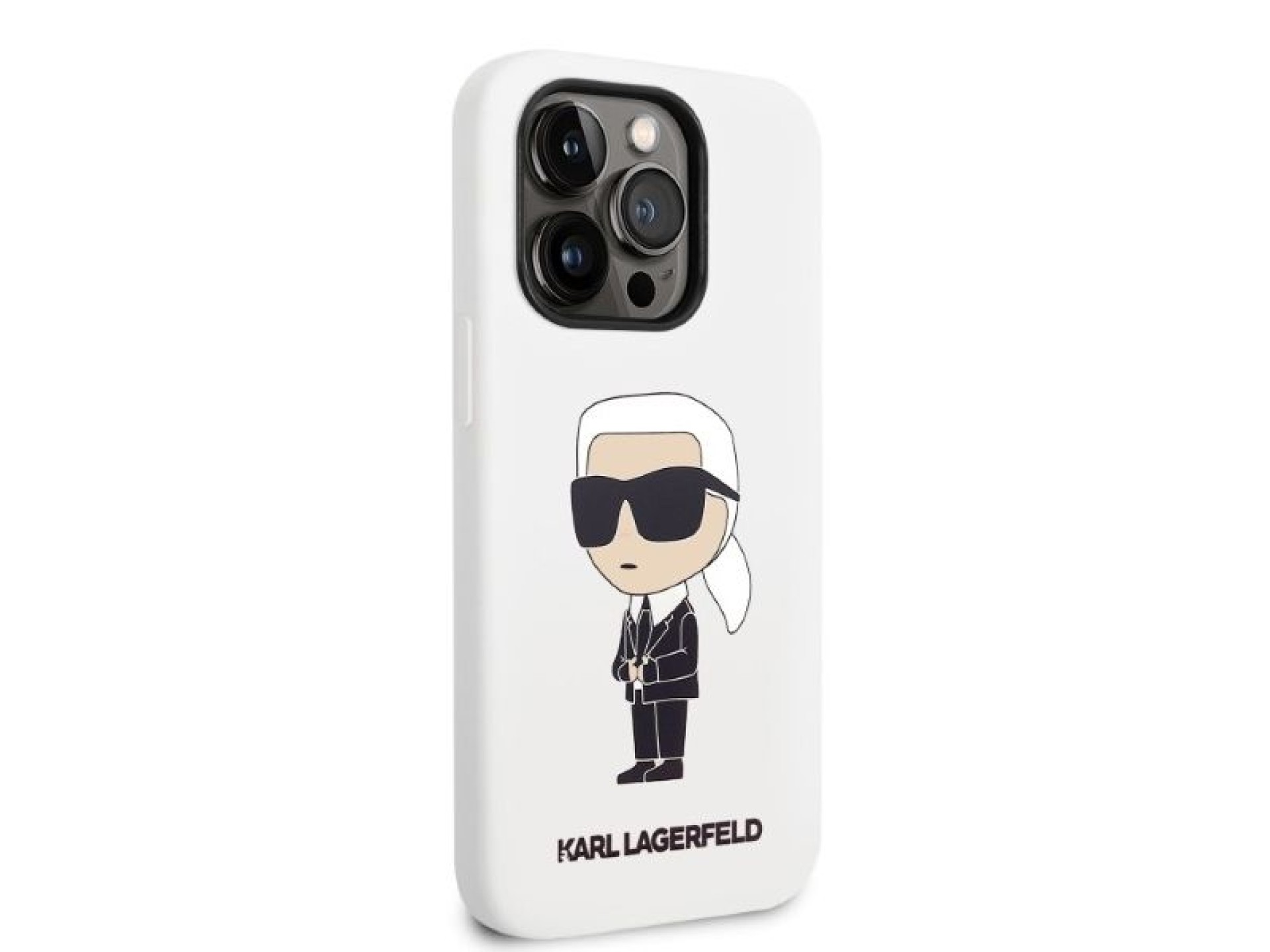 Capa de silicone Karl Lagerfeld Ikonik para iPhone 14 Pro Max - branca