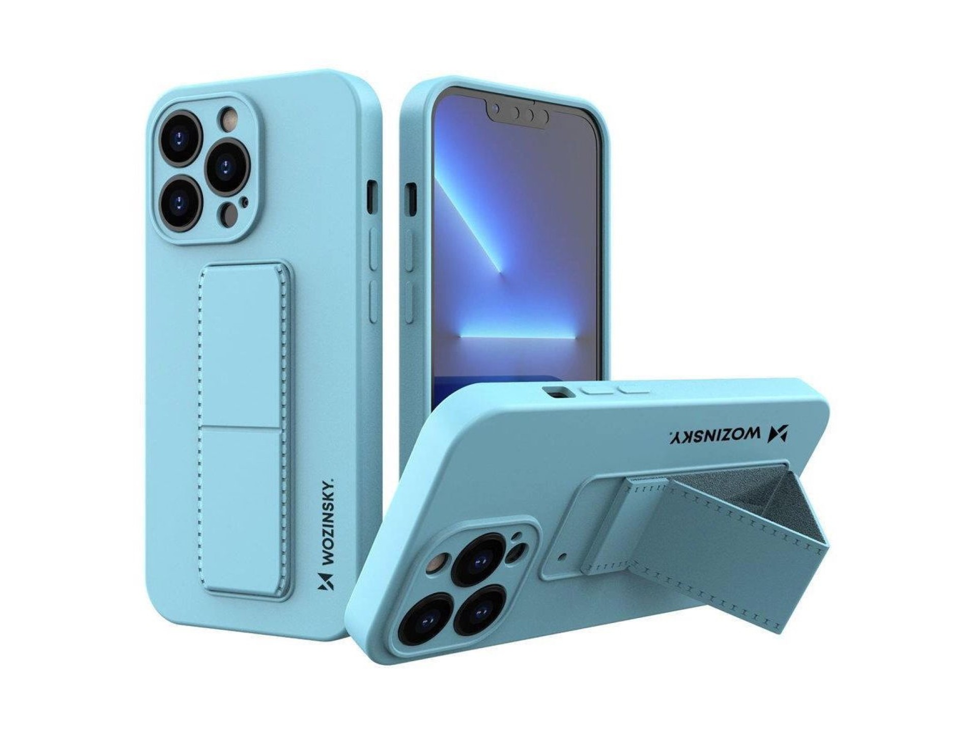 Capa Wozinsky com suporte para iPhone 13 Pro, em silicone, azul claro.