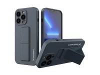 Capa Wozinsky Kickstand, capa de silicone com suporte para iPhone 13 mini, azul marinho