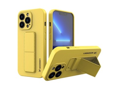 Wozinsky Kickstand Case silicone case with stand iPhone 13 mini yellow Wozinsky Kickstand Case silicone case with stand iPhone 13 mini yellow