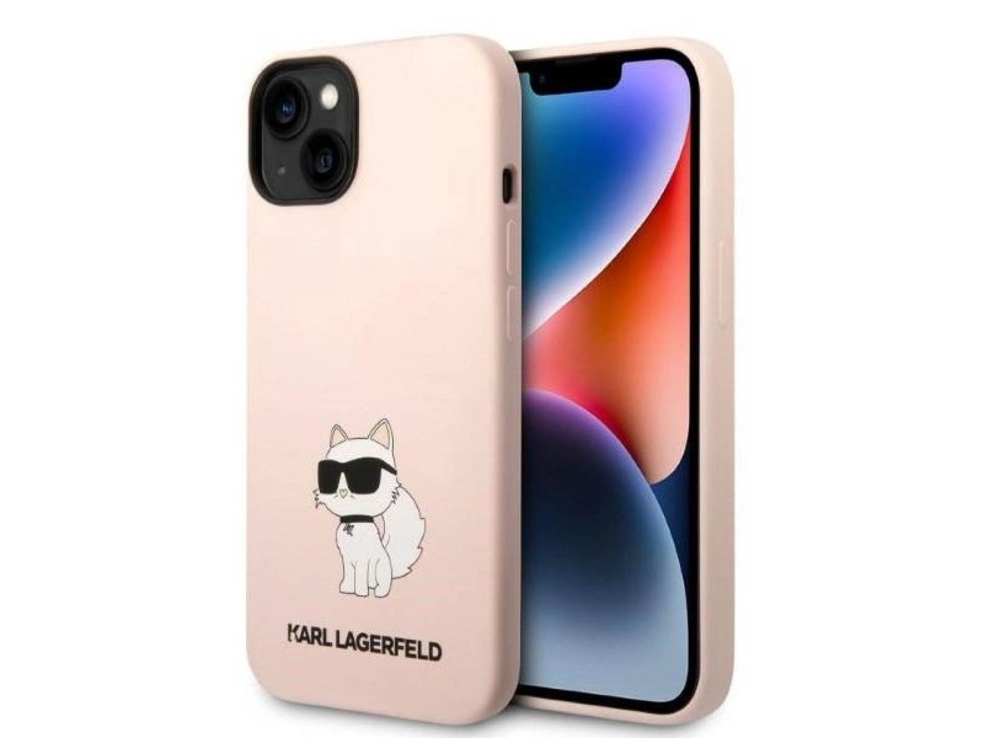 Funda rígida rosa/rosa de silicona Choupette para iPhone 14 Plus de Karl Lagerfeld KLHCP14MSNCHBCP (