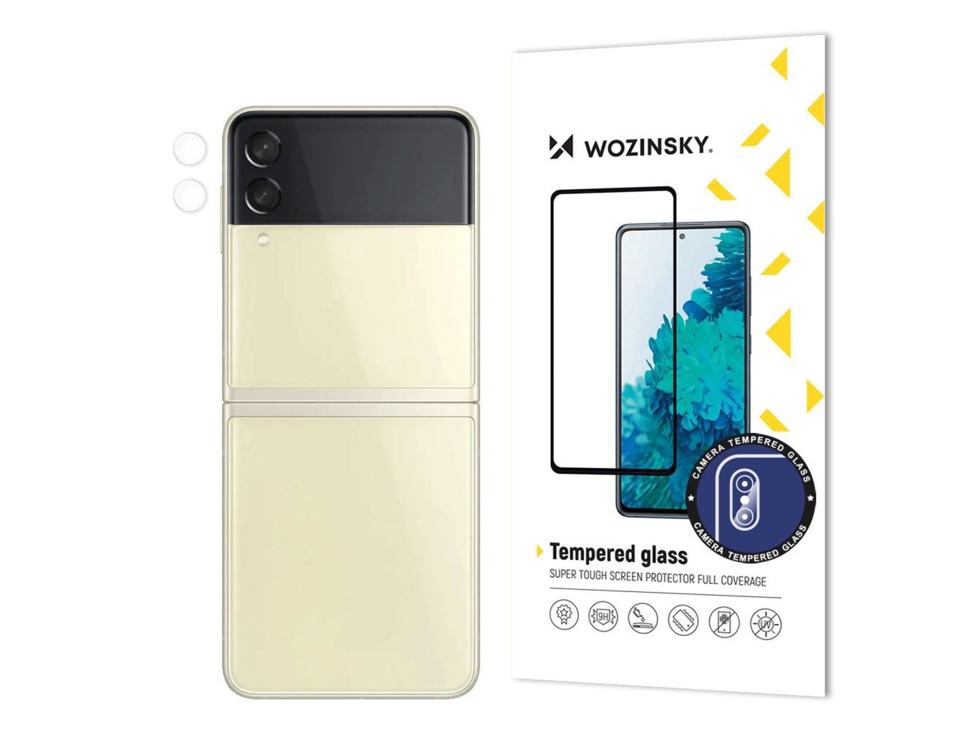 Película de vidro temperado 9H Wozinsky para todas as câmeras do Samsung Galaxy Z Flip 3.
