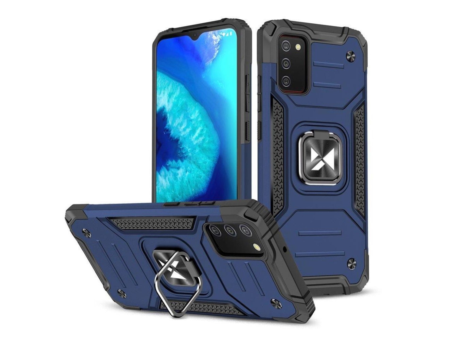 Wozinsky Ring Armor tough hybrid case cover + magnetic holder for Samsung Galaxy A03s blue