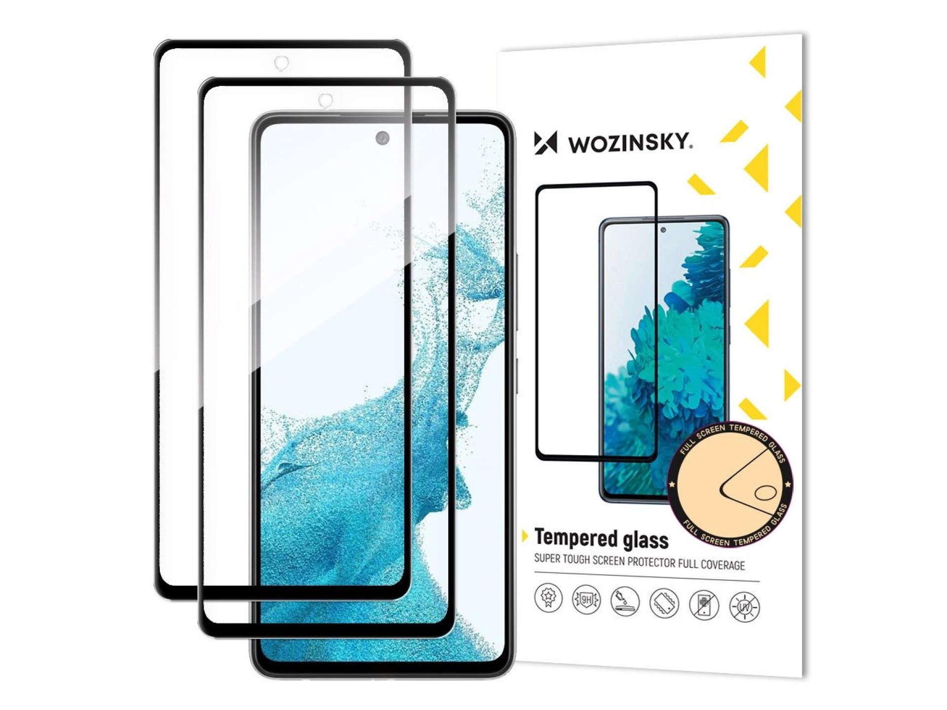 Wozinsky Juego de 2 protectores de pantalla de vidrio templado súper resistentes con adhesivo comple