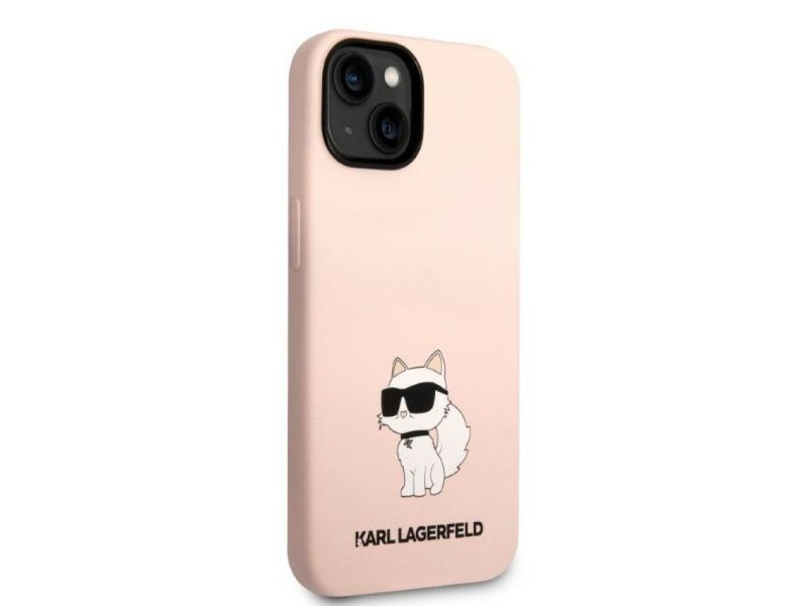 Funda rígida rosa/rosa de silicona Choupette para iPhone 14 Plus de Karl Lagerfeld KLHCP14MSNCHBCP (
