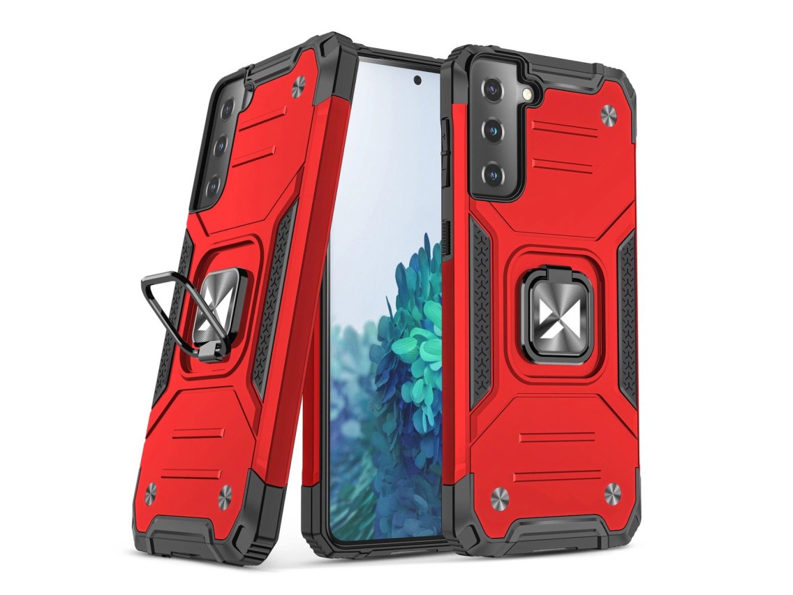 Wozinsky Ring Armor Tough Hybrid Case Cover + Magnetic Mount for Samsung Galaxy S22 + (S22 Plus) Red
