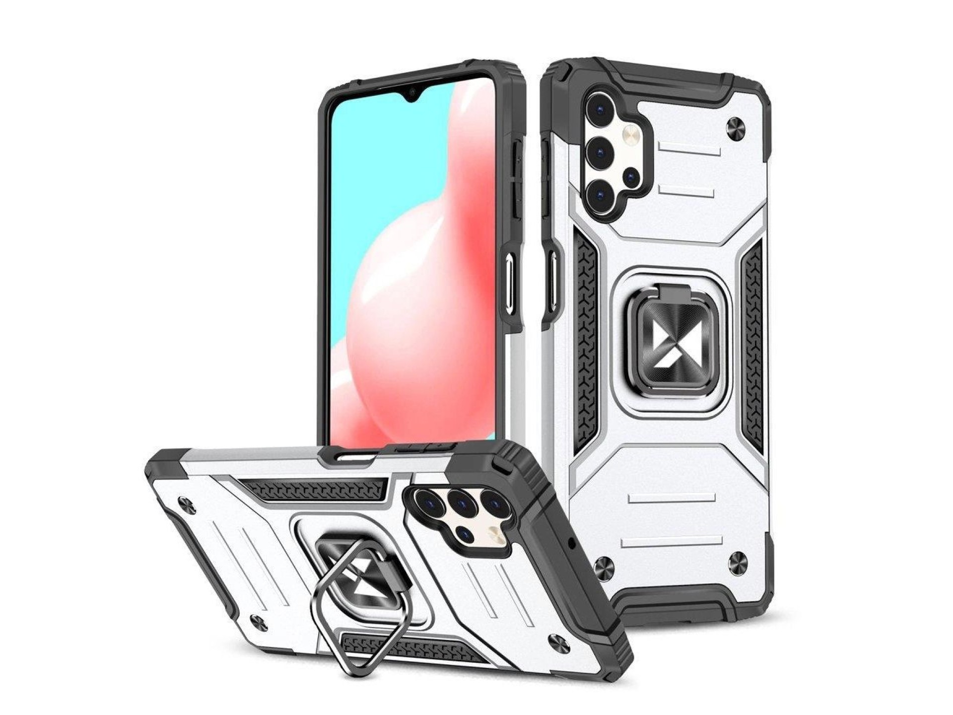 Wozinsky Ring Armor tough hybrid case cover + magnetic holder for Samsung Galaxy A73 silver